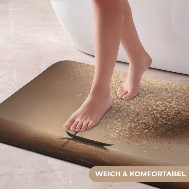Bootje - Blaadjes - Goud - Water Badmat middel -USP_ZachtDE