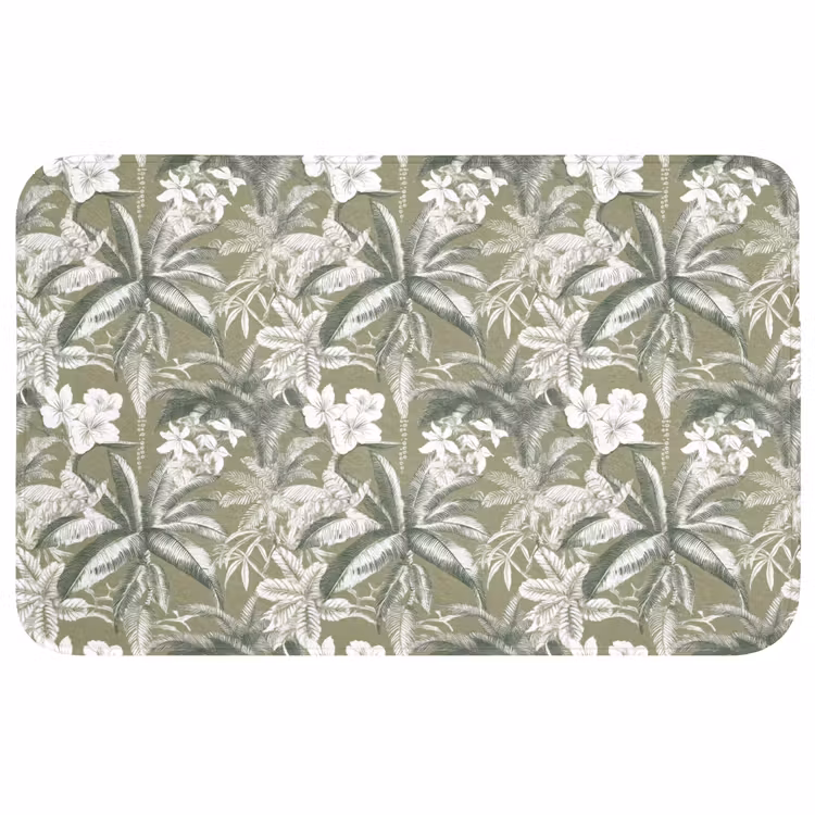 Botanisch - Bloemen - Groen Badmat middel 997 -3d