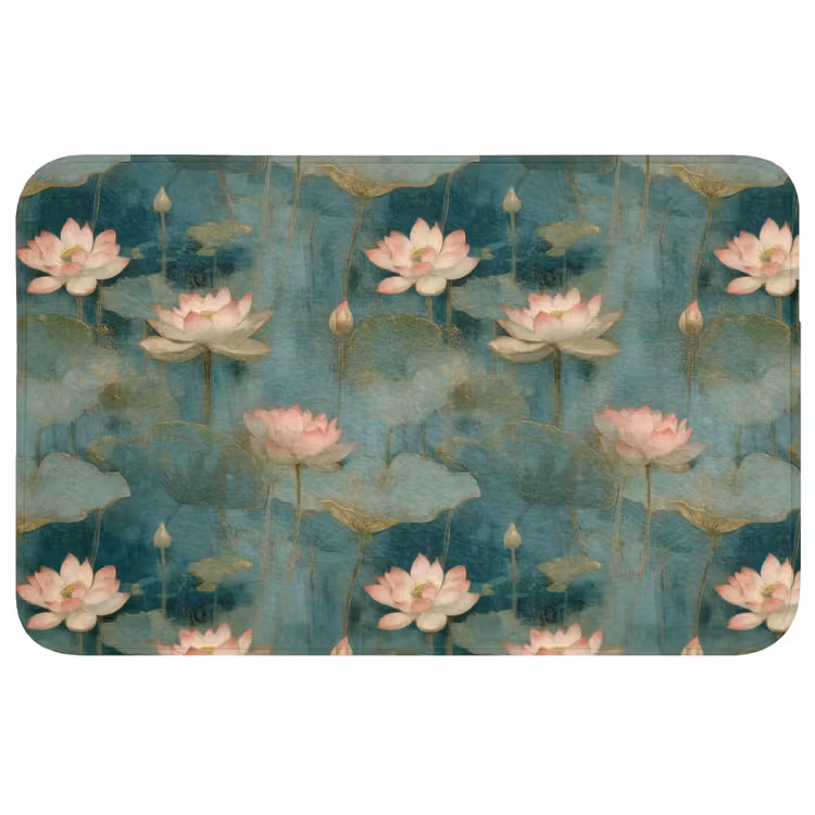 Botanisch - Bloemen - Roze Badmat middel 997 -3d