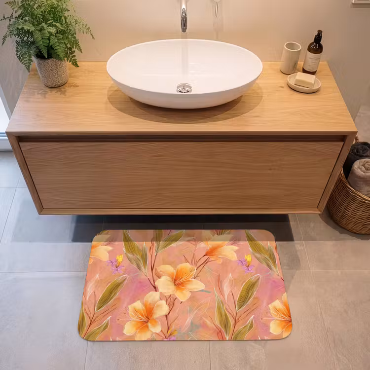 Botanisch - Bloemen - Kleurrijk Badmat middel 997 -sfeer1