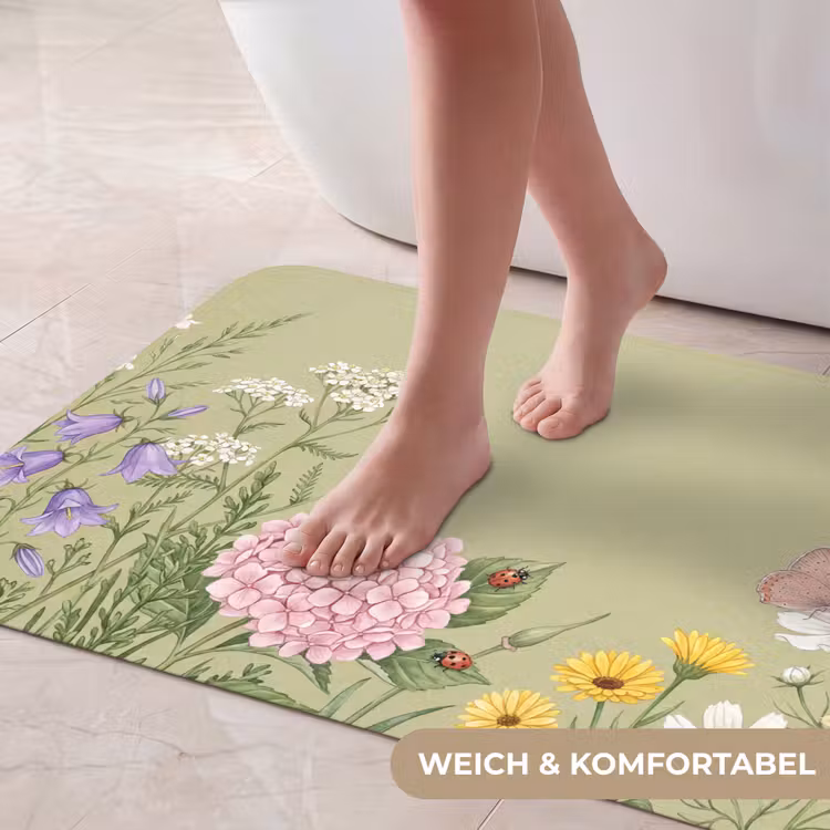 Botanisch - Bloemen - Kleurrijk Badmat middel -USP_ZachtDE