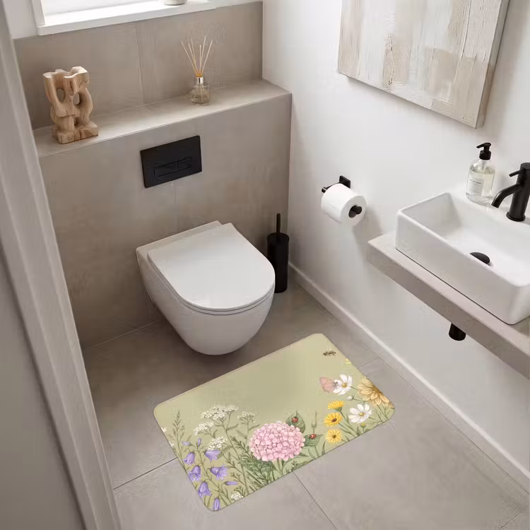 Botanisch - Bloemen - Kleurrijk Badmat middel -sfeer4