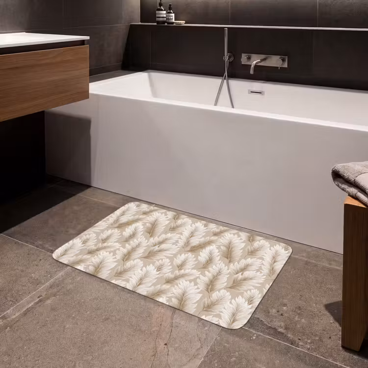 Botanisch - Patroon - Beige Badmat middel 997 -sfeer3