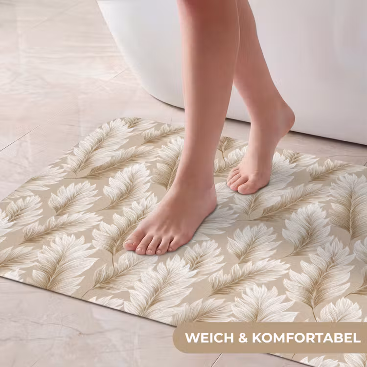 Botanisch - Patroon - Beige Badmat middel 997 -USP_ZachtDE