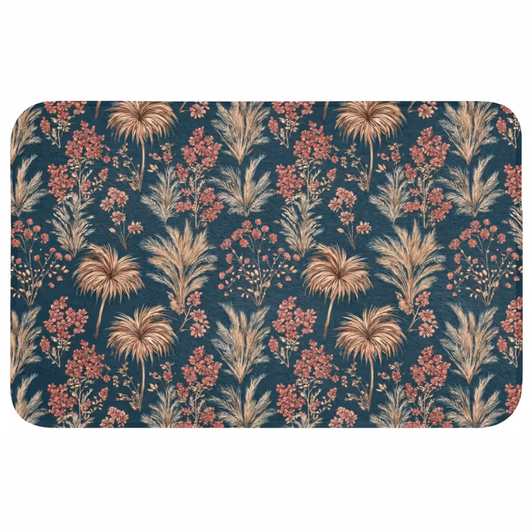 Botanisch - Patroon - Blauw Badmat middel 997 -3d