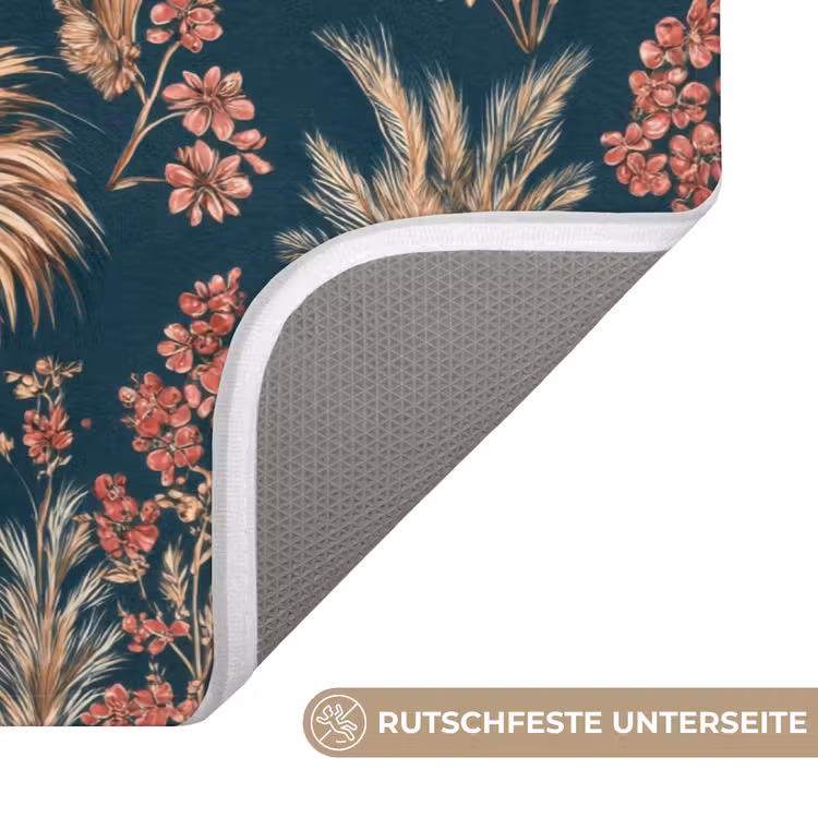 Botanisch - Patroon - Blauw Badmat middel 997 -USP_AntislipDE