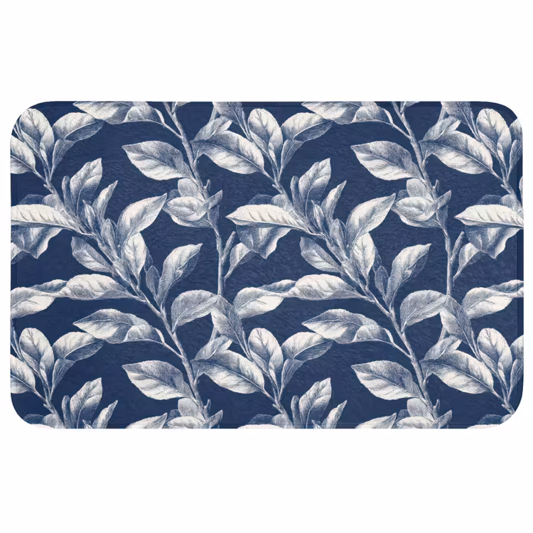 Botanisch - Patroon - Blauw Badmat middel 997 -3d
