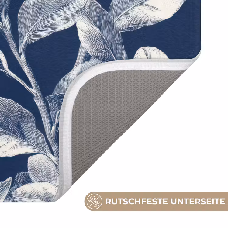 Botanisch - Patroon - Blauw Badmat middel 997 -USP_AntislipDE