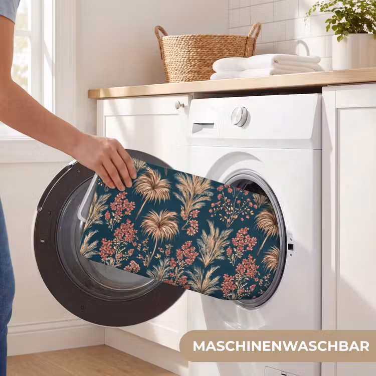 Botanisch - Patroon - Blauw Badmat middel 997 -USP_WasbaarDE