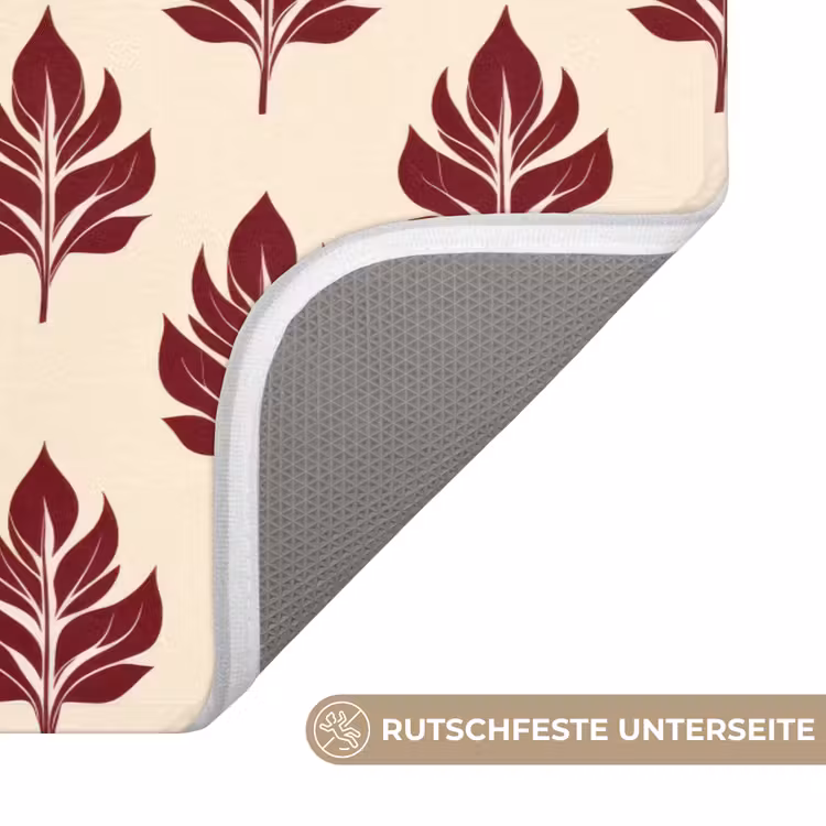 Botanisch - Patroon - Bordeaux Badmat middel 997 -USP_AntislipDE