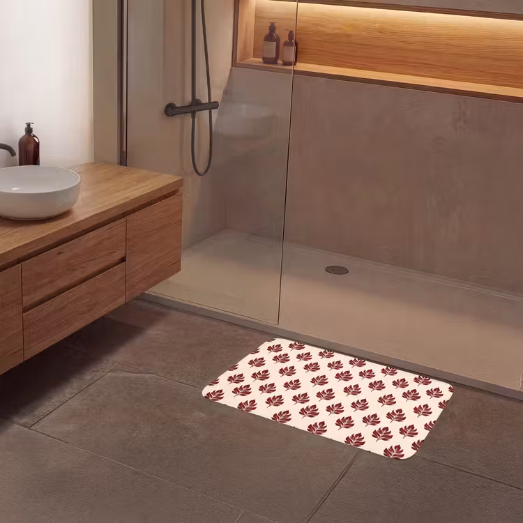 Botanisch - Patroon - Bordeaux Badmat middel 997 -sfeer2