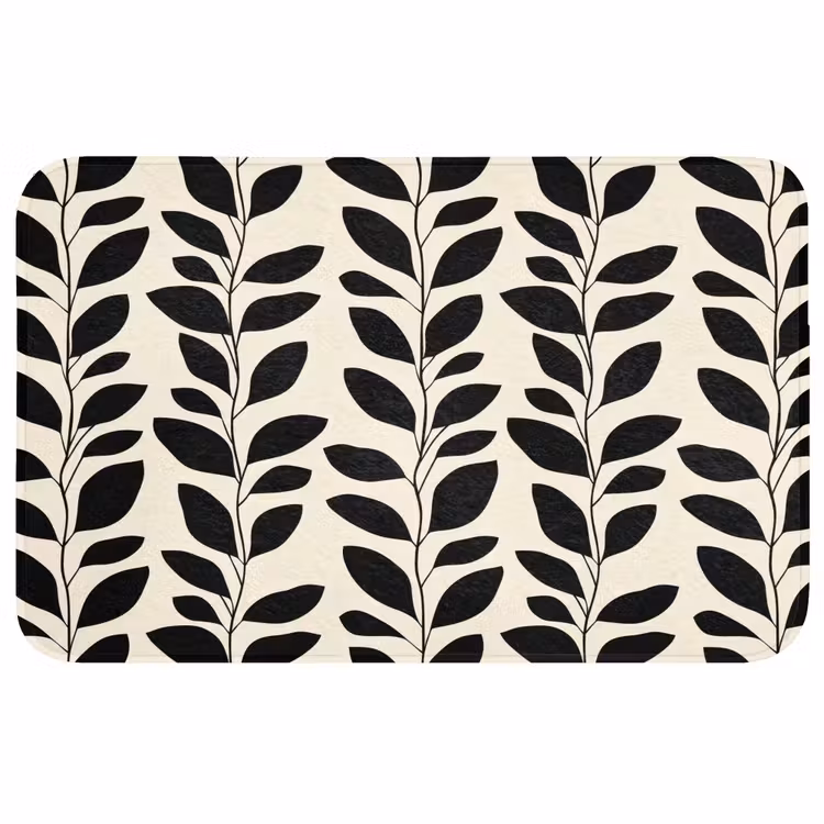 Botanisch - Dessin - Zwart - Beige Badmat middel 997 -3d
