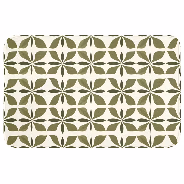 Botanisch - Retro - Groen Badmat middel 997 -3d