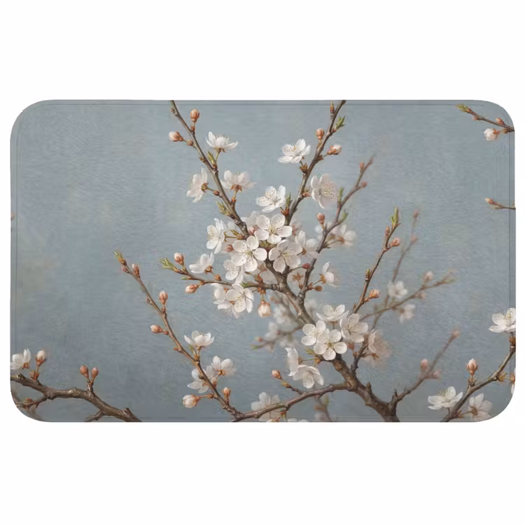 Botanisch - Stilleven - Blauw Badmat middel -3d