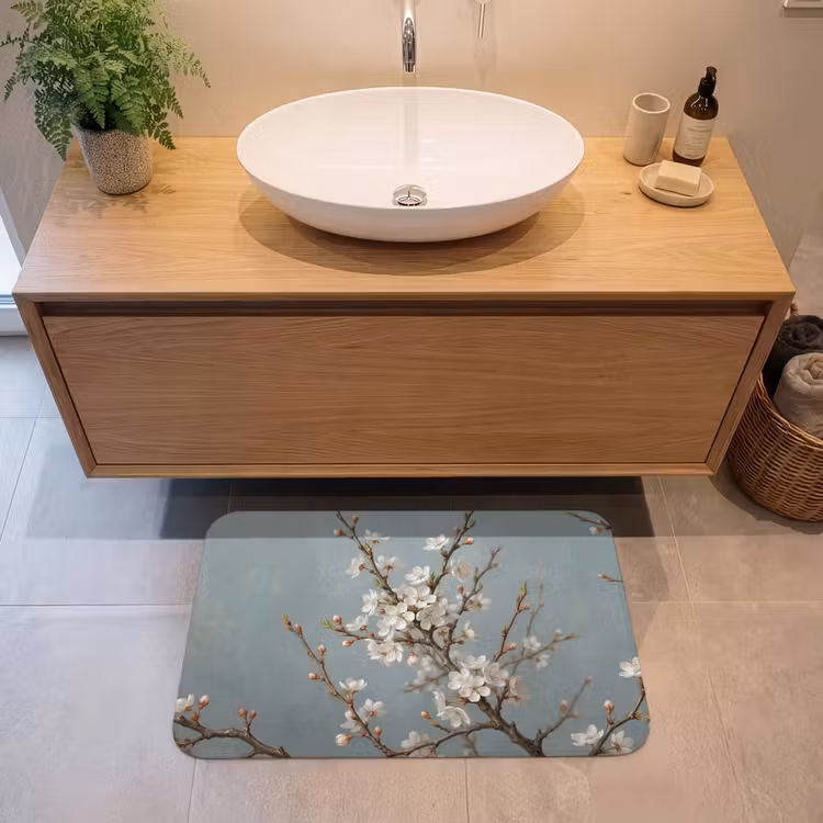 Botanisch - Stilleven - Blauw Badmat middel -sfeer1