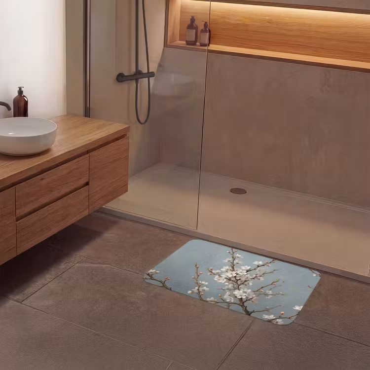 Botanisch - Stilleven - Blauw Badmat middel -sfeer2