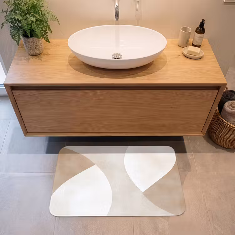 Bruin - Japandi - Abstract Badmat middel -sfeer1