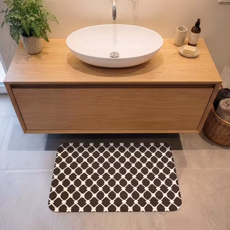 Bruin - Ruitpatroon - Geometrisch Badmat middel 997 -sfeer1