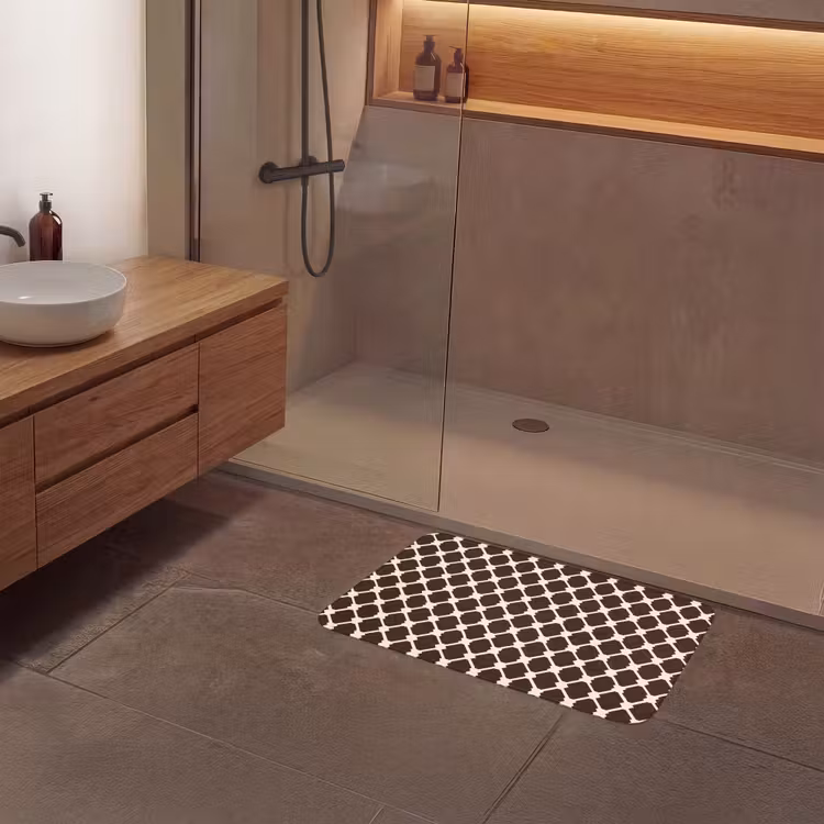 Bruin - Ruitpatroon - Geometrisch Badmat middel 997 -sfeer2