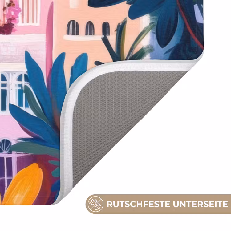 Kleurrijk - Roze - Oranje - Geel - Bloemen Badmat middel -USP_AntislipDE