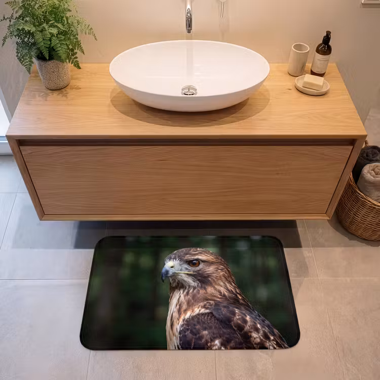 Buizerd - Roofvogel - Natuur - Bruin Badmat middel -sfeer1