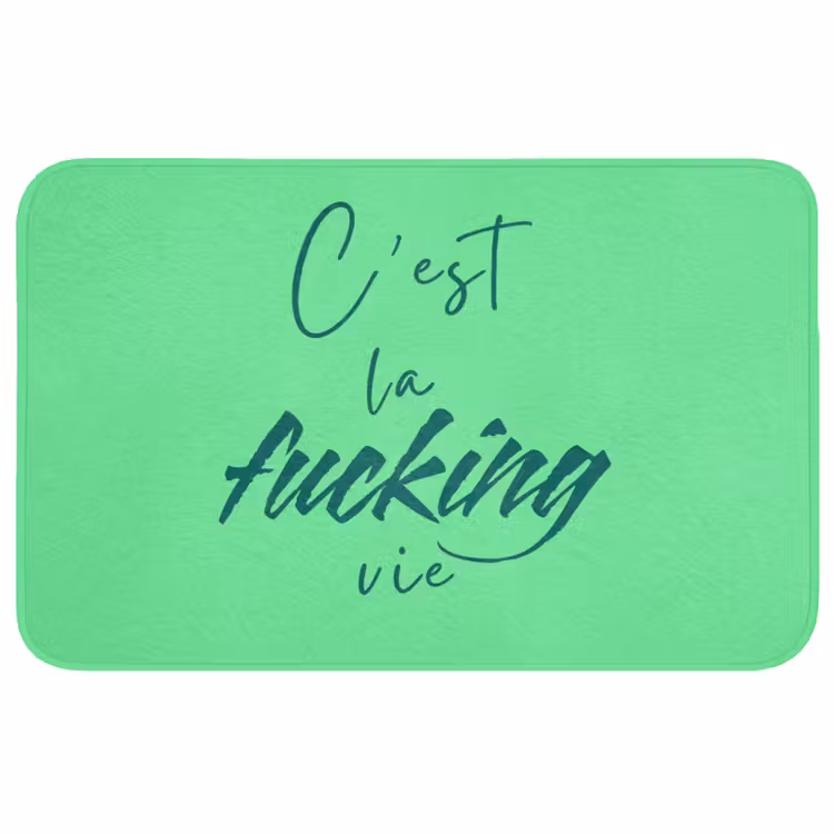 c'est la fucking vie - Groen - Penseelstijl Badmat middel -3d