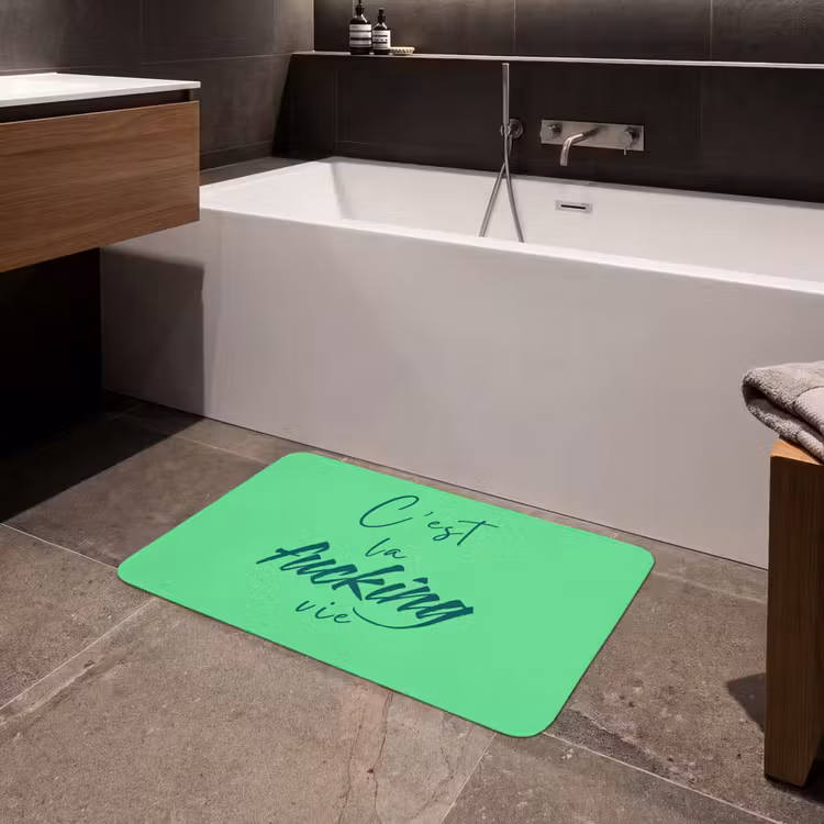 c'est la fucking vie - Groen - Penseelstijl Badmat middel -sfeer3