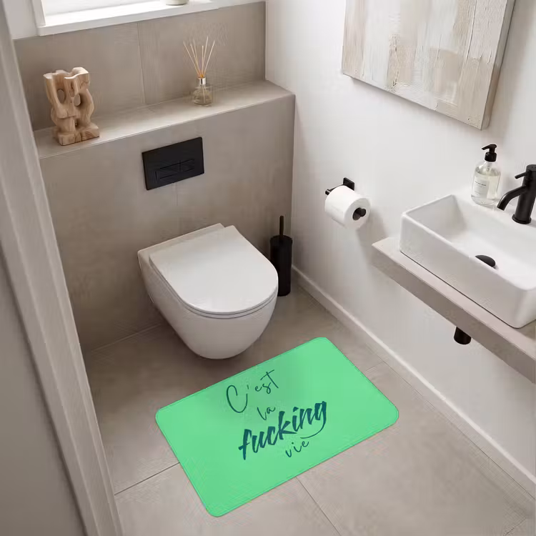 c'est la fucking vie - Groen - Penseelstijl Badmat middel -sfeer4