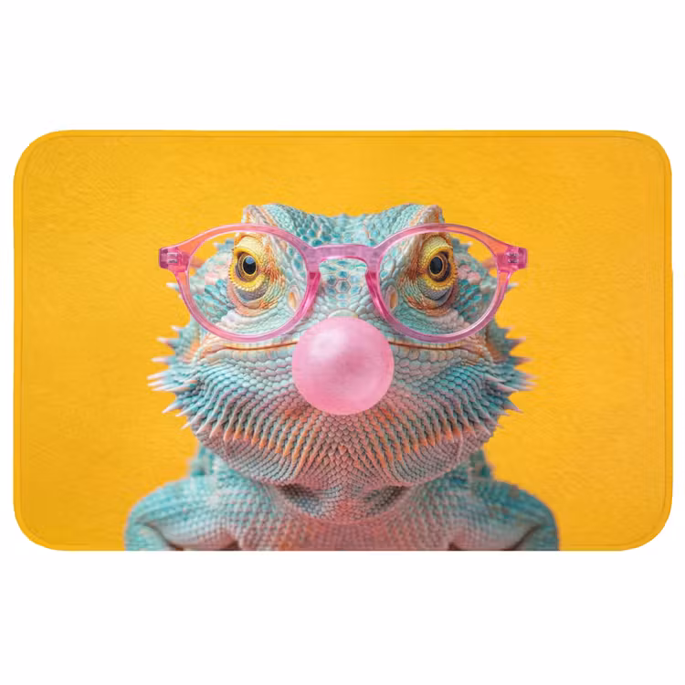 Kameleon - Kauwgom - Kleurrijk Badmat middel -3d