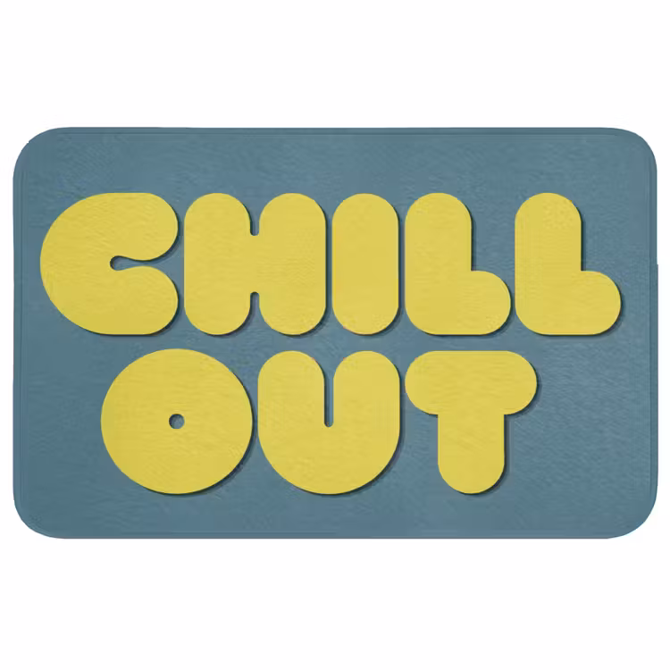 Chill out - Geel - Blauw Badmat middel -3d