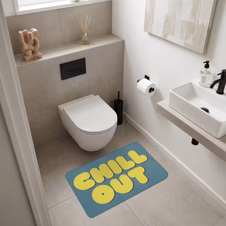 Chill out - Geel - Blauw Badmat middel -sfeer4