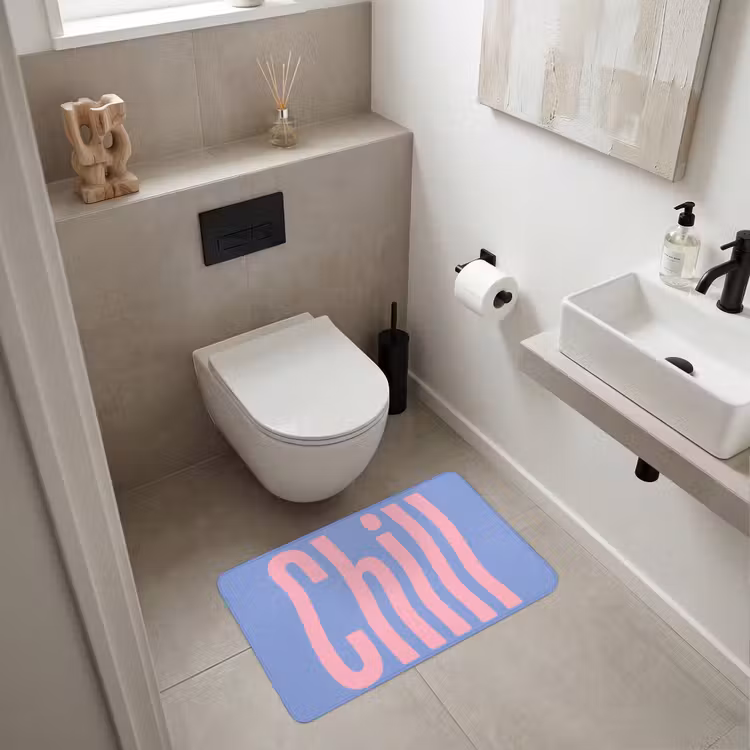 Chill - Roze - Blauw - Golvend Badmat middel -sfeer4