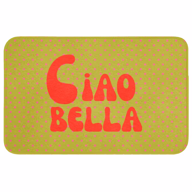 Ciao bella - Rood - Groen - Stippen Badmat middel -3d