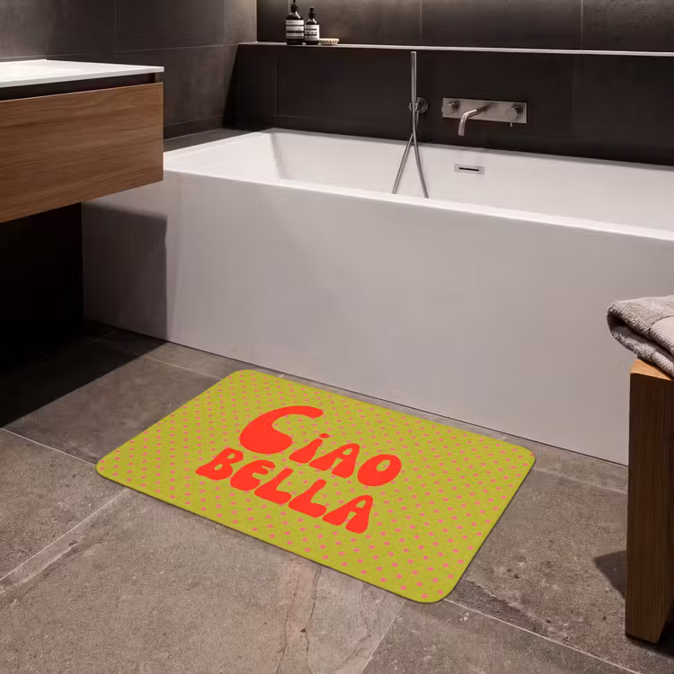 Ciao bella - Rood - Groen - Stippen Badmat middel -sfeer3