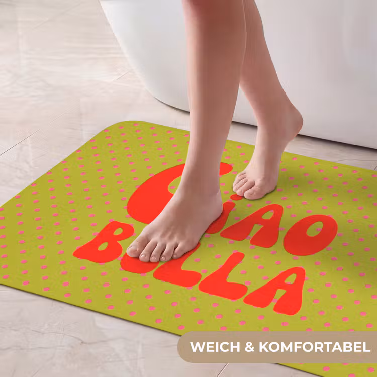Ciao bella - Rood - Groen - Stippen Badmat middel -USP_ZachtDE