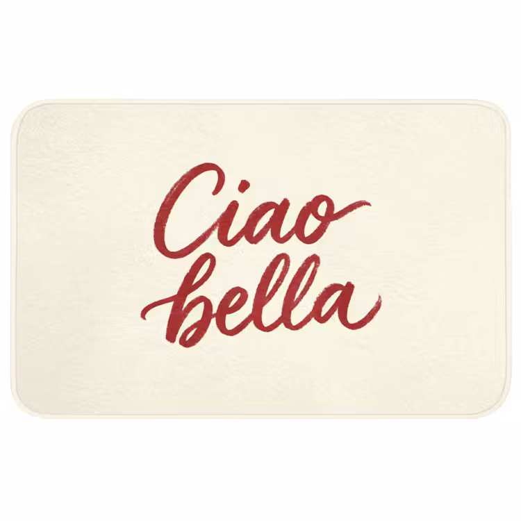 Ciao bella - Rood - Wit - Minimalistisch Badmat middel -3d