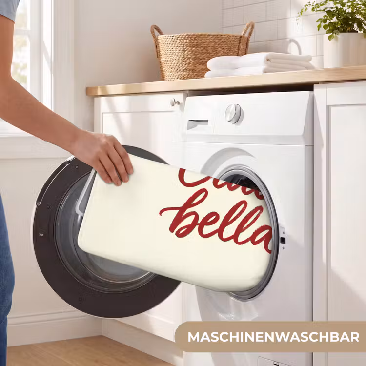Ciao bella - Rood - Wit - Minimalistisch Badmat middel -USP_WasbaarDE