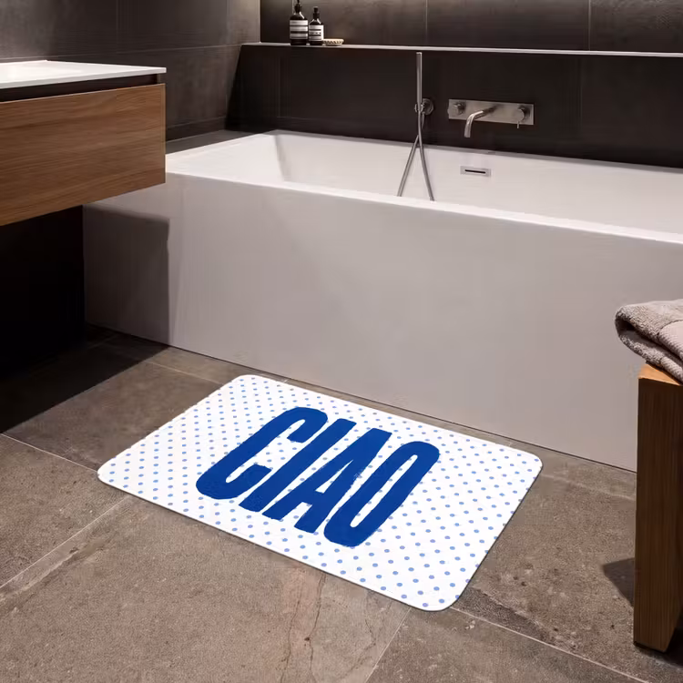 Ciao - Blauw - Stippen Badmat middel -sfeer3