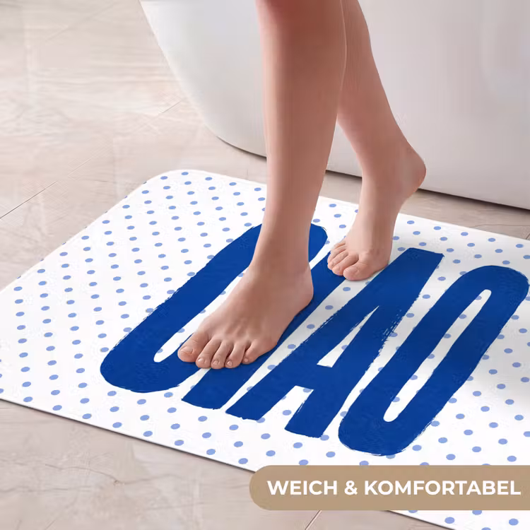 Ciao - Blauw - Stippen Badmat middel -USP_ZachtDE