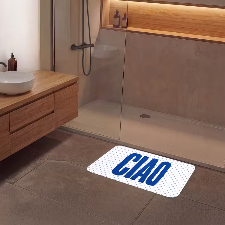 Ciao - Blauw - Stippen Badmat middel -sfeer2