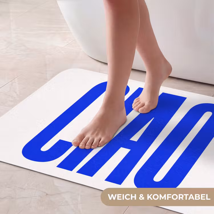 Ciao - Hoofdletters - Blauw - Minimalistisch Badmat middel -USP_ZachtDE