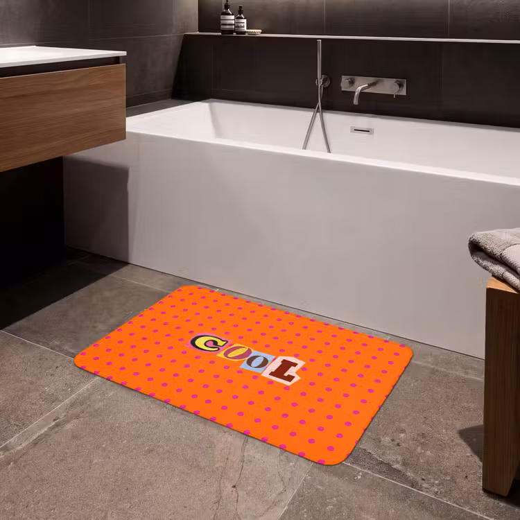 Cool - Stippen - Oranje Badmat middel -sfeer3