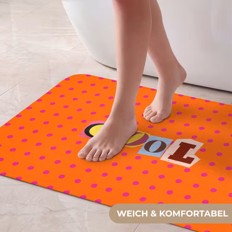 Cool - Stippen - Oranje Badmat middel -USP_ZachtDE