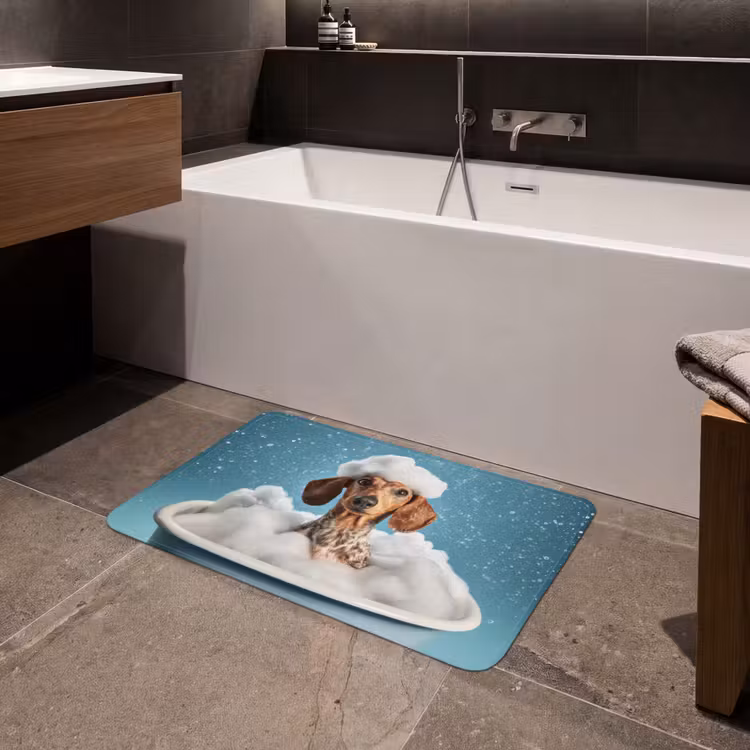 Teckel - Bad - Schuim - Waterdruppels Badmat middel -sfeer3