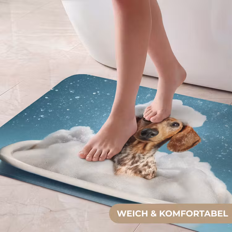 Teckel - Bad - Schuim - Waterdruppels Badmat middel -USP_ZachtDE