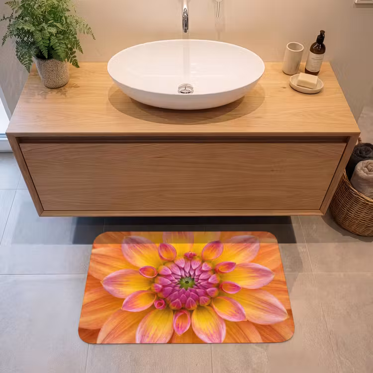 Dahlia - Bloem - Oranje Badmat middel -sfeer1