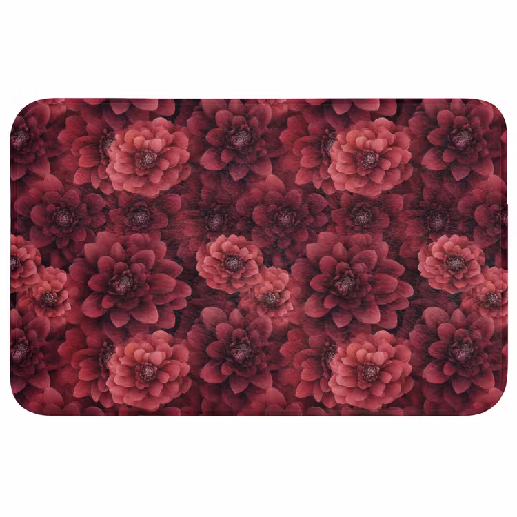 Dahlias - Bloemen - Rood Badmat middel 997 -3d