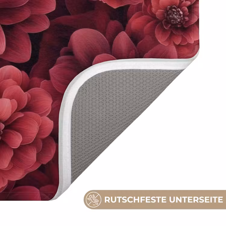 Dahlias - Bloemen - Rood Badmat middel 997 -USP_AntislipDE