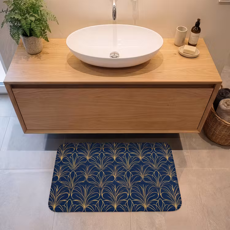 Deco - Waaier - Blauw Badmat middel 997 -sfeer1