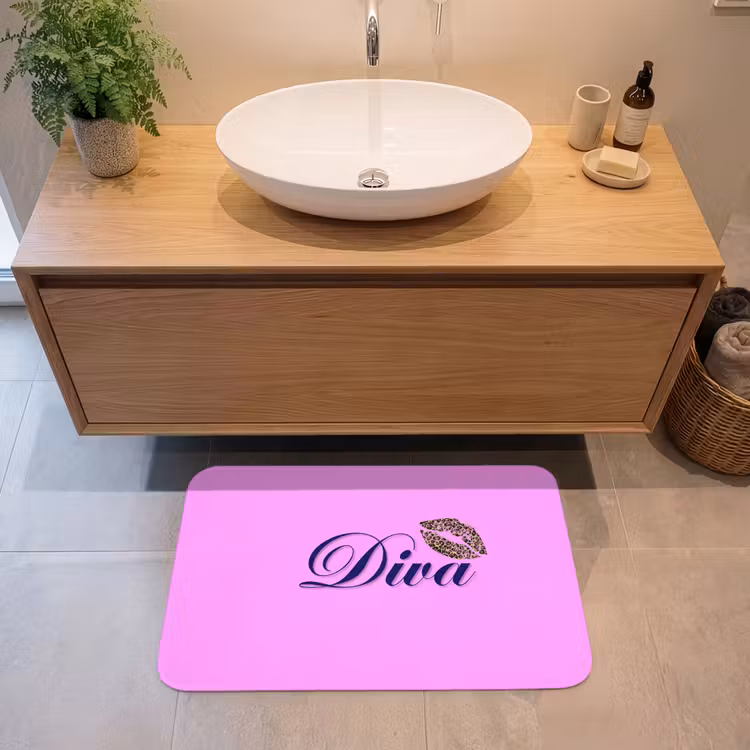 Diva - Lip - Panterprint - Roze Badmat middel -sfeer1